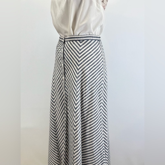 MAX STUDIO Blue and White stripe Maxi A-Line Skirt size M - Picture 6 of 15